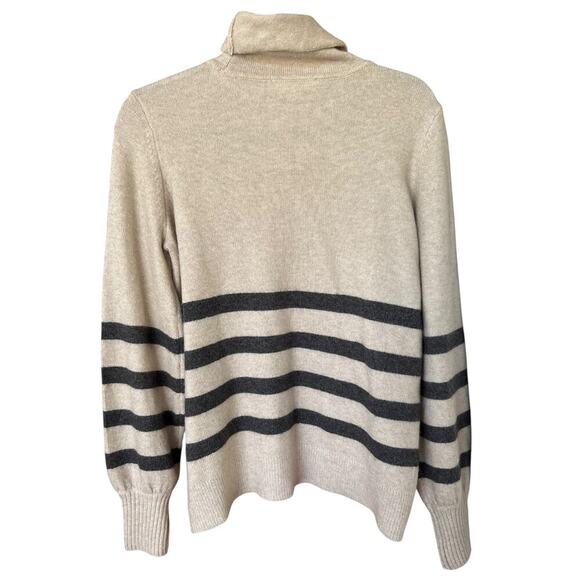 Michael Kors Merino Wool Baby Alpaca Turtleneck Striped Sweater Size Small - Picture 3 of 3